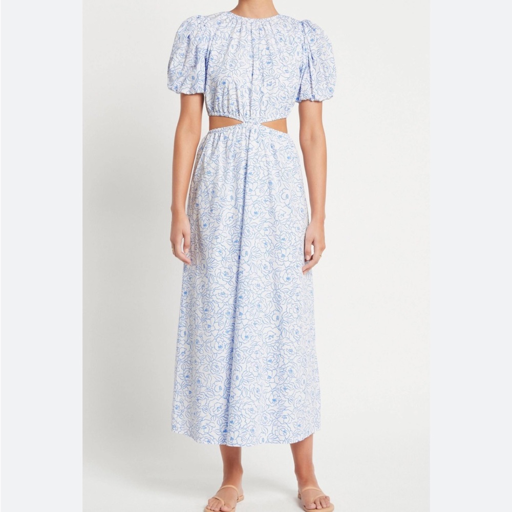 Faithfull the brand cutout floral midi dress size XS